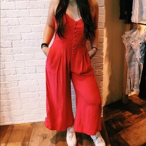 Free people red jumpsuit